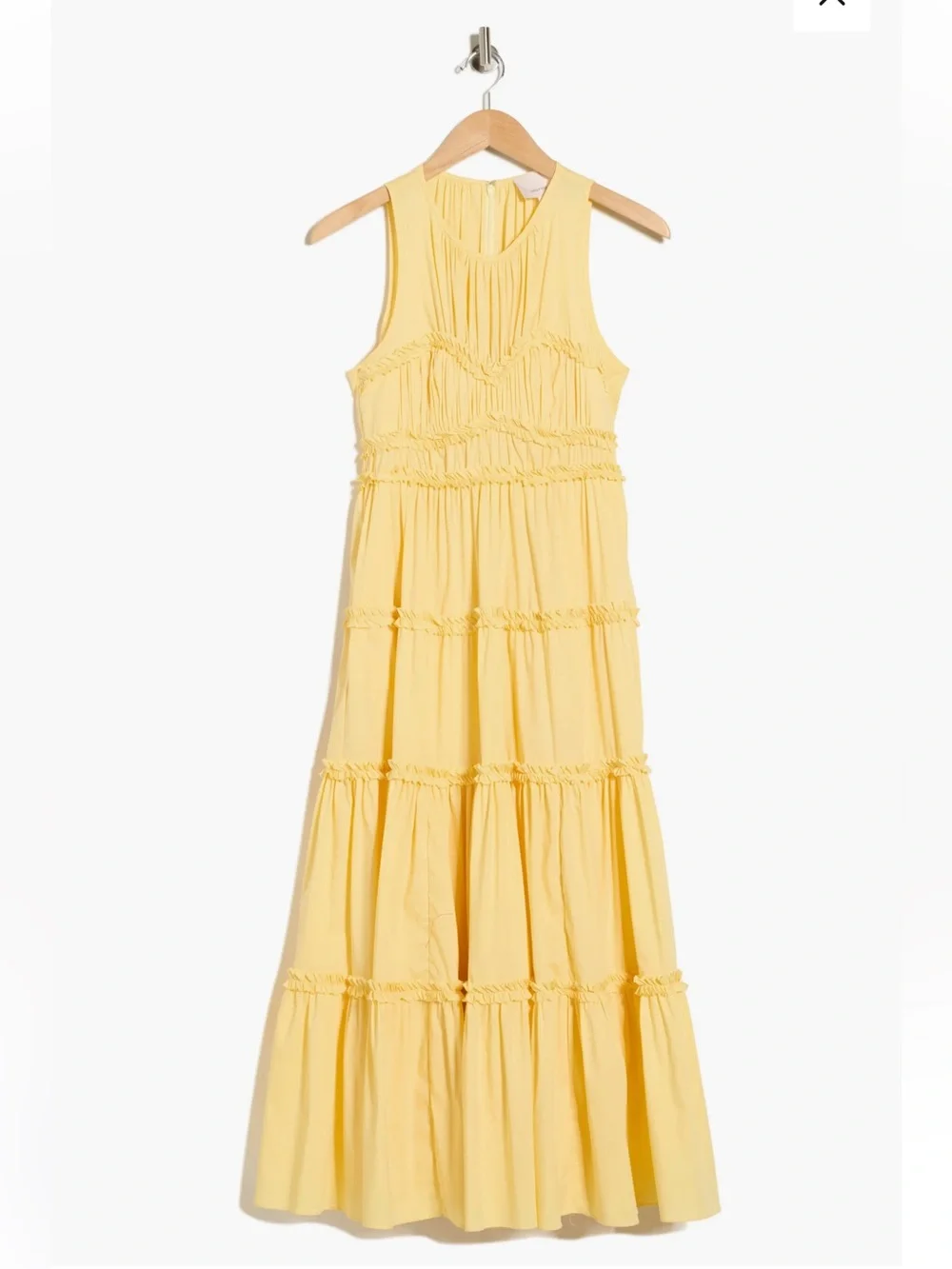 cinq a sept Yellow Tiered Ruffle Midi Dress size 0 - Picture 3 of 7